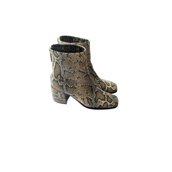 Scotch &Soda Maison Scotch Snake Print Block Heel Boots SZ 10 (Zip Back ) - Picture 4 of 7